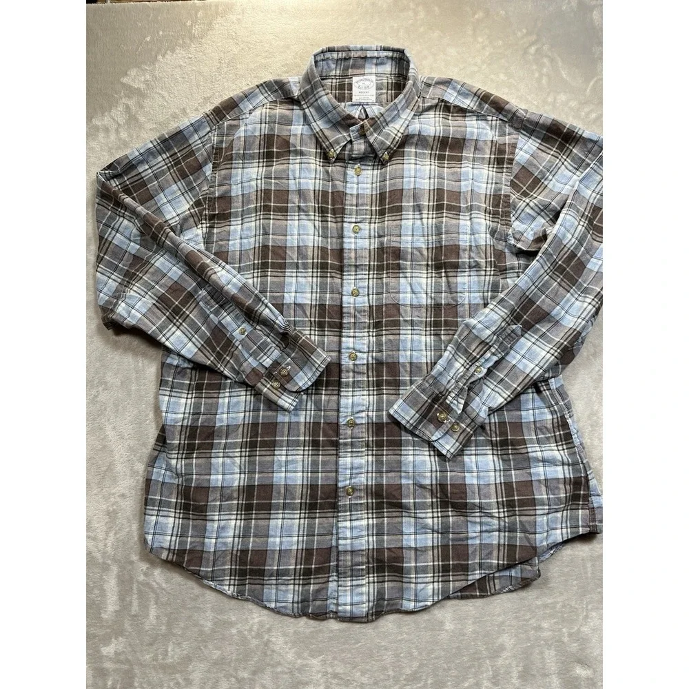 Brooks Brothers Regent Flannel Shirt Plaid Button Down Long Sleeve XL